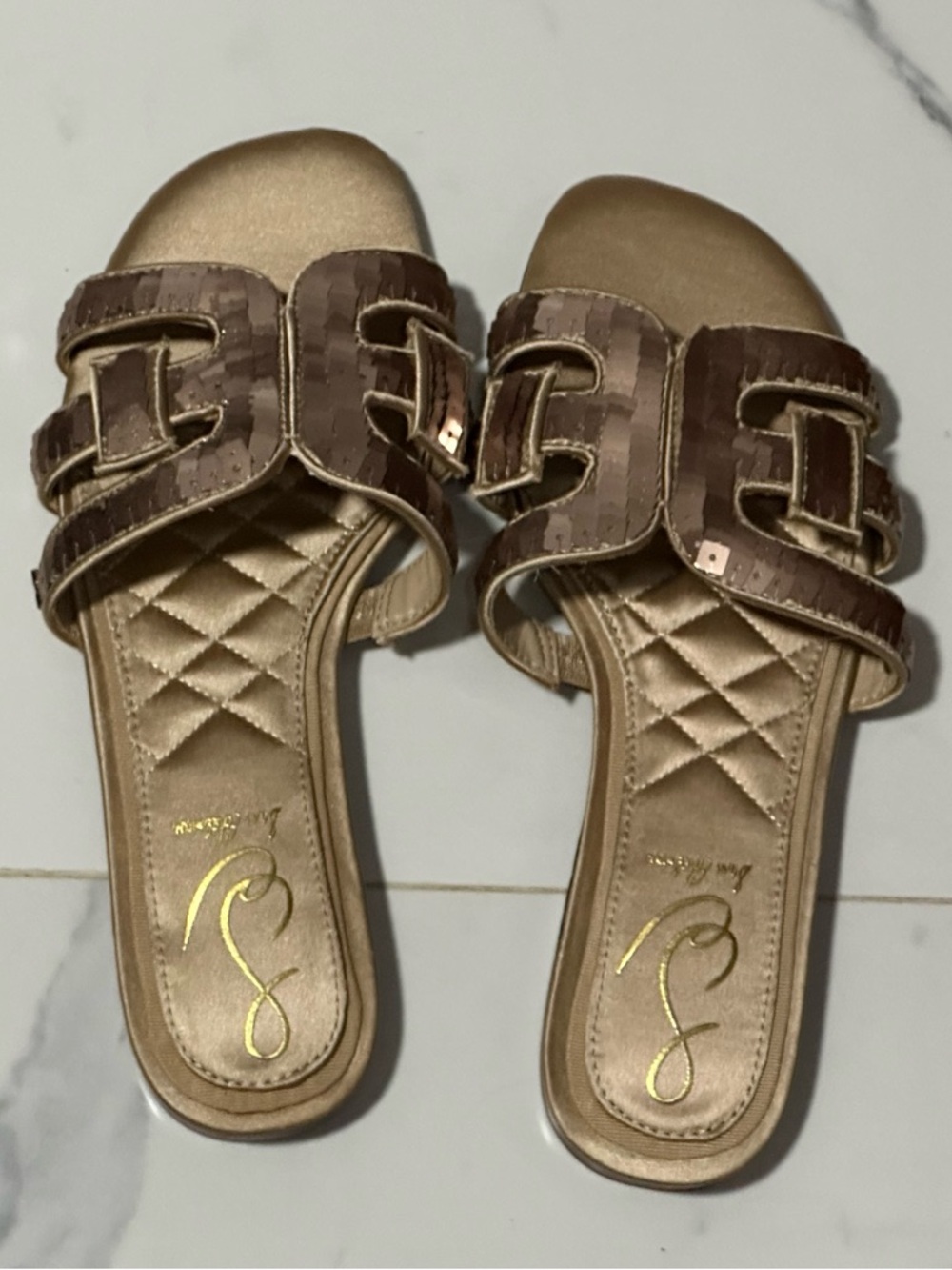 Sam Edelman Metallic Gold Slide Sandals